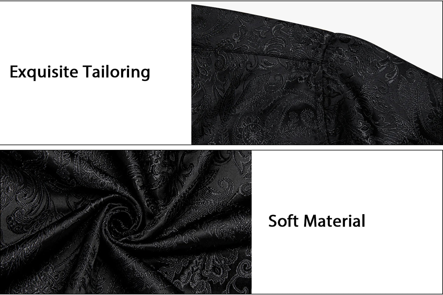 Men's Long Sleeve Black Paisley Silk Dress Shirts Casual Tuxedo Social Shirt Luxury Designer Men Clothing