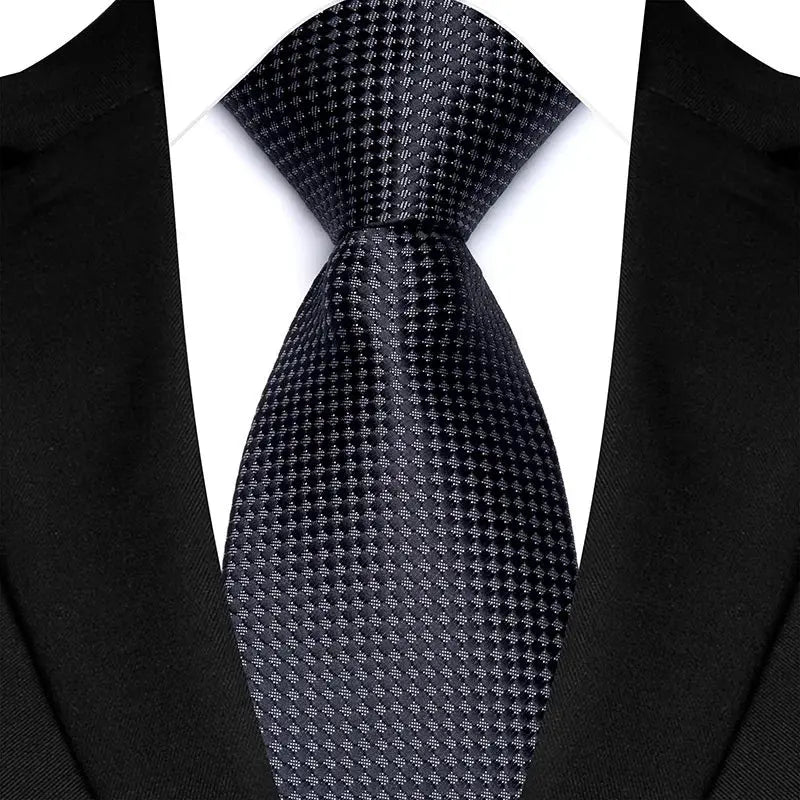 Classic 8CM Polyester Ties For Men Formal Business Silver Gray Paisley Stripes Dot Neckties Handmade College Shirt Neckwear BAZAARHUBO