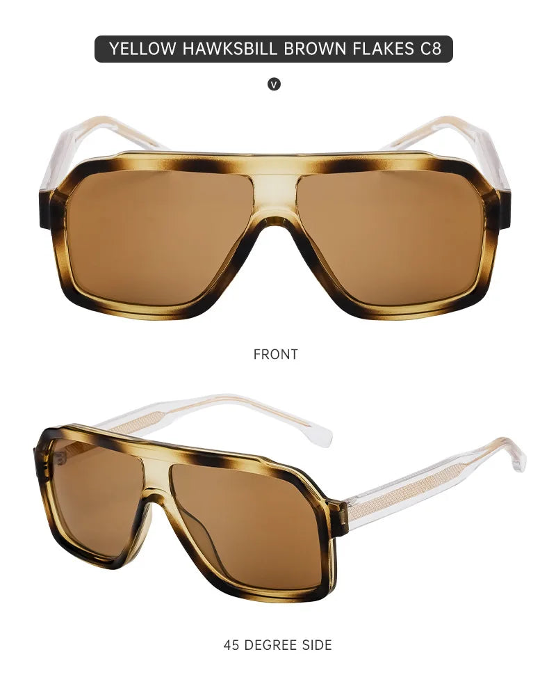 Retro Pilot Men Sunglasses Fashion Clear Gradient Shades UV400 Women Luxury Square Sun Glasses BAZAARHUBO