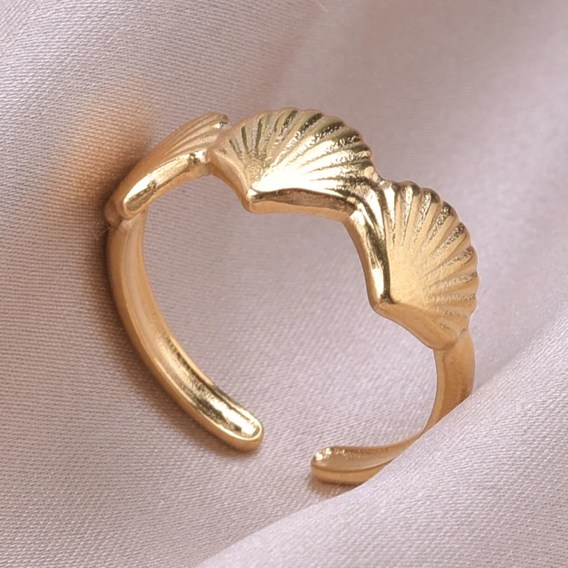 Fashion 5pcs/lot Marine Jewelry Sea Animals Conch Starfish Shell Rings Stainless Steel Rings Jellyfish Scallop Oceans Women Gift