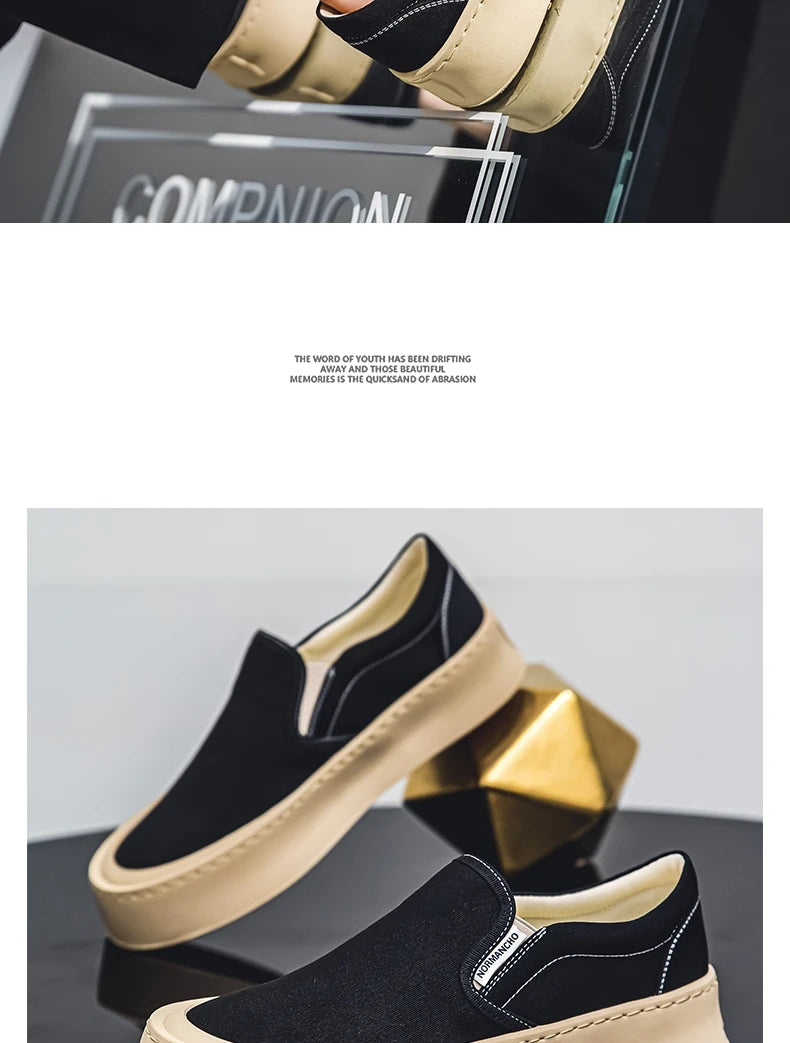 New Arrival Low Price Mens Breathable High Quality Casual Shoes Solid Color Canvas Casual Shoes Slip On Men Fashion Flats Loafer
