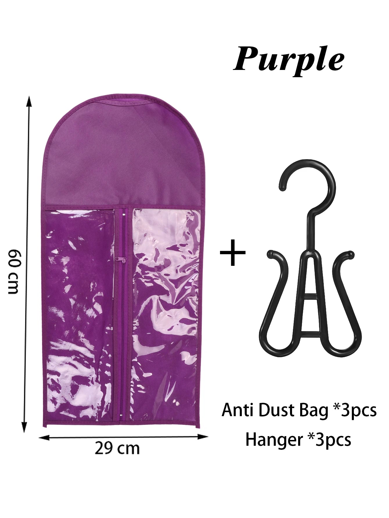 3Set Wig Storage Bag With Hanger Hair Bags With Plastic Hanger For Virgin Hair Black Wig Organizer Hangers For Multiple Wigs New