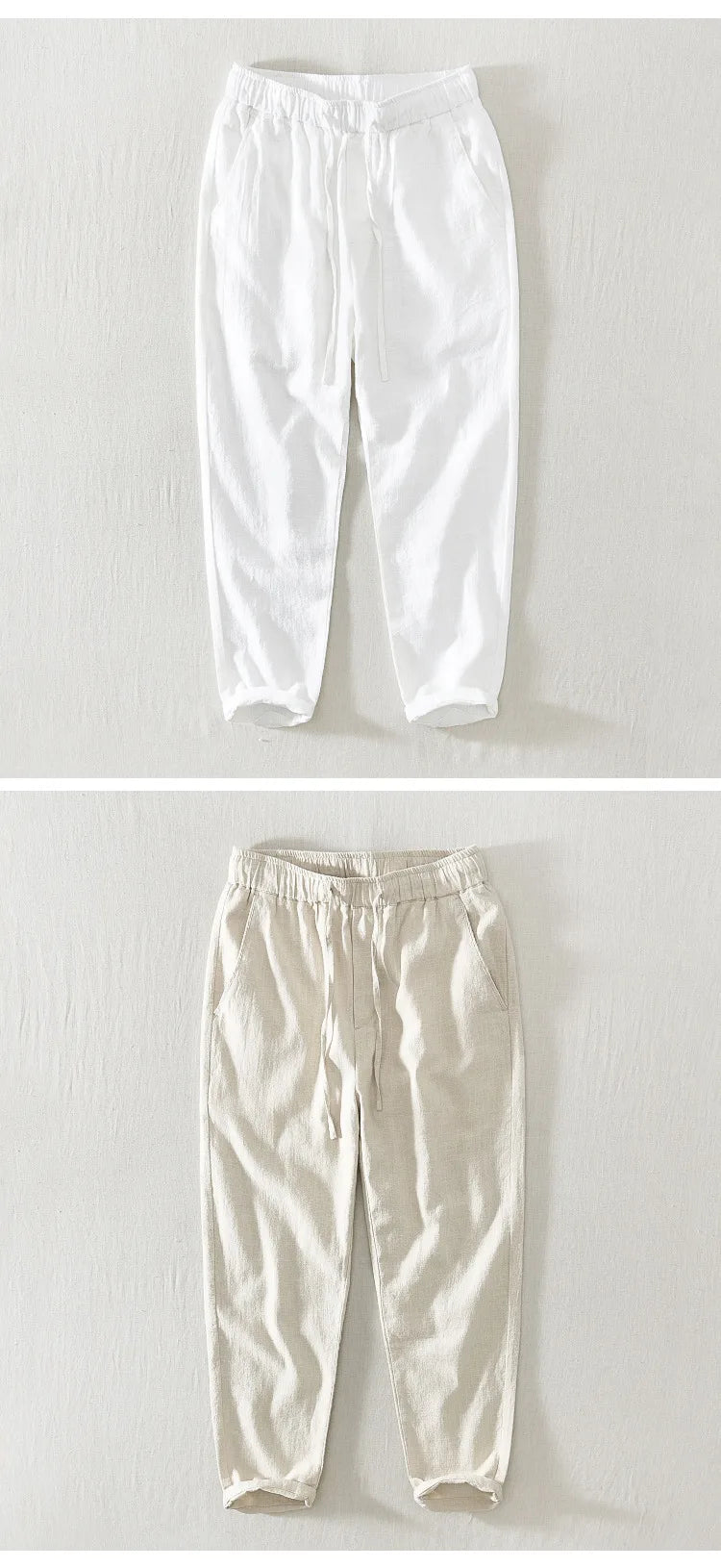 Men's 70% Linen Casual Ankle-Length Pants Loose Straight Harem Trousers Spring Summer Comfortable Breathable Fashion 2023