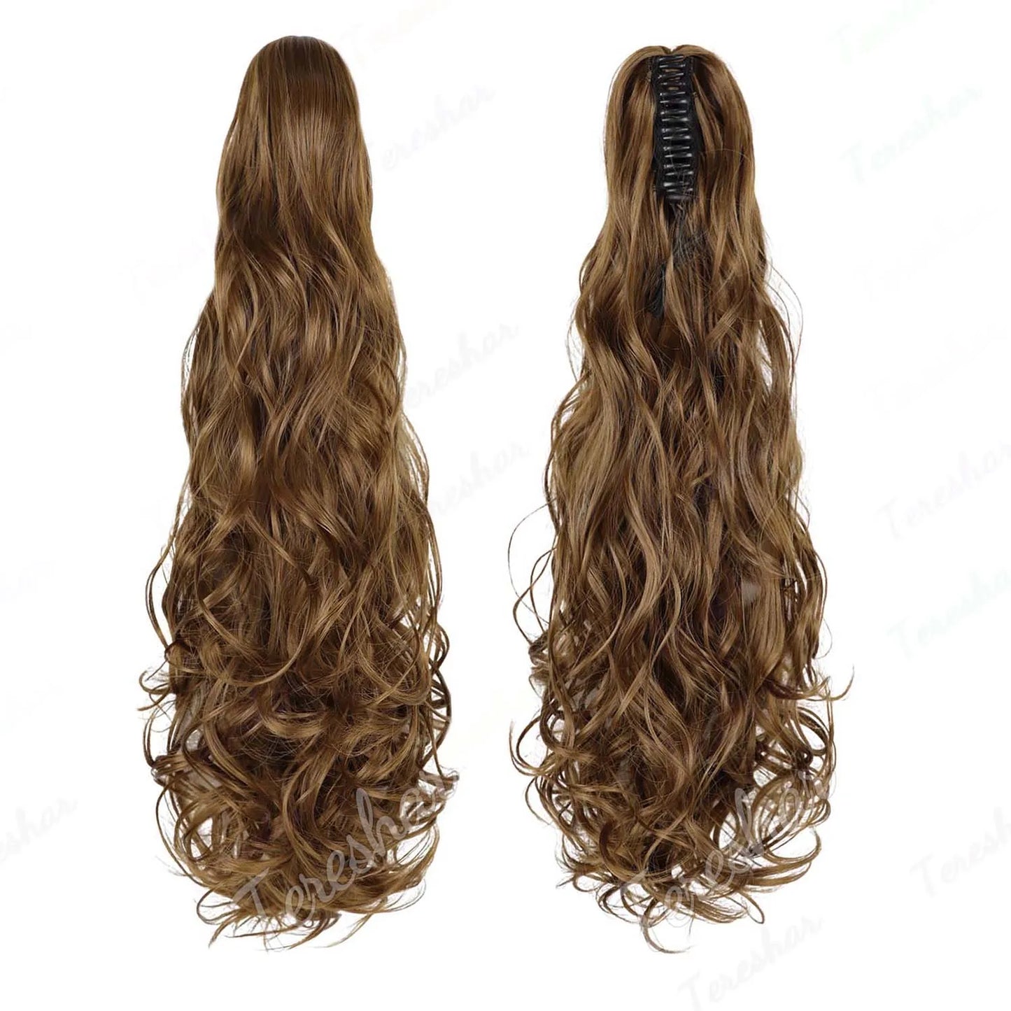 Tereshar Synthetic Ponytail Extension Claw Ponytail Extension Wavy Curly pony tails hair extensions Fake Hair Pieces for Women