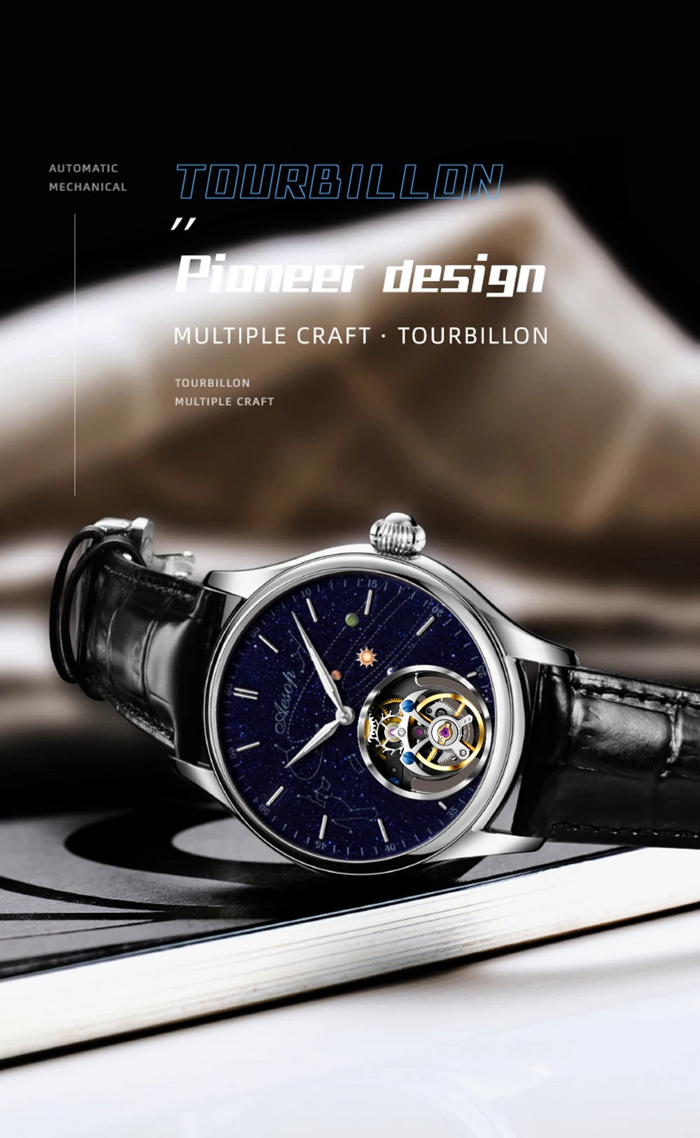 AESOP Flying Tourbillon Skeleton Mechanical Luxury Watches Waterproof Wristwatches Watch Brand For Men Movement Sapphire 2023