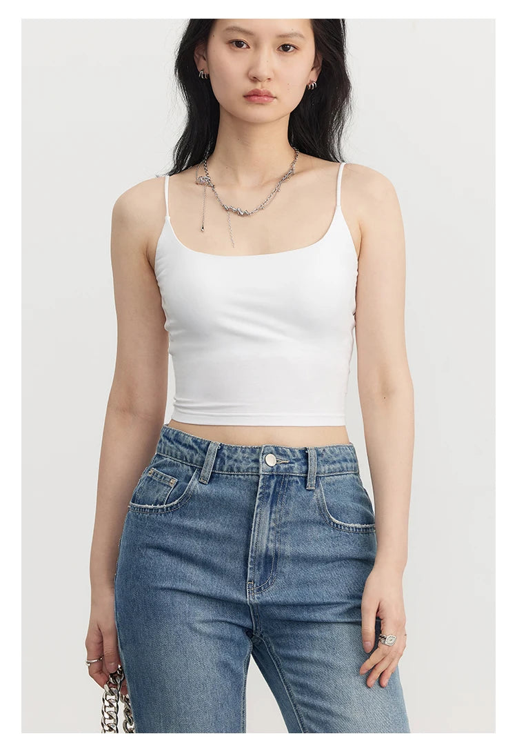 CHIC VEN Women's Tanks New Loose Short Camis Sleeveless Solid Crop Top Woman Clothing Spring Summer 2023