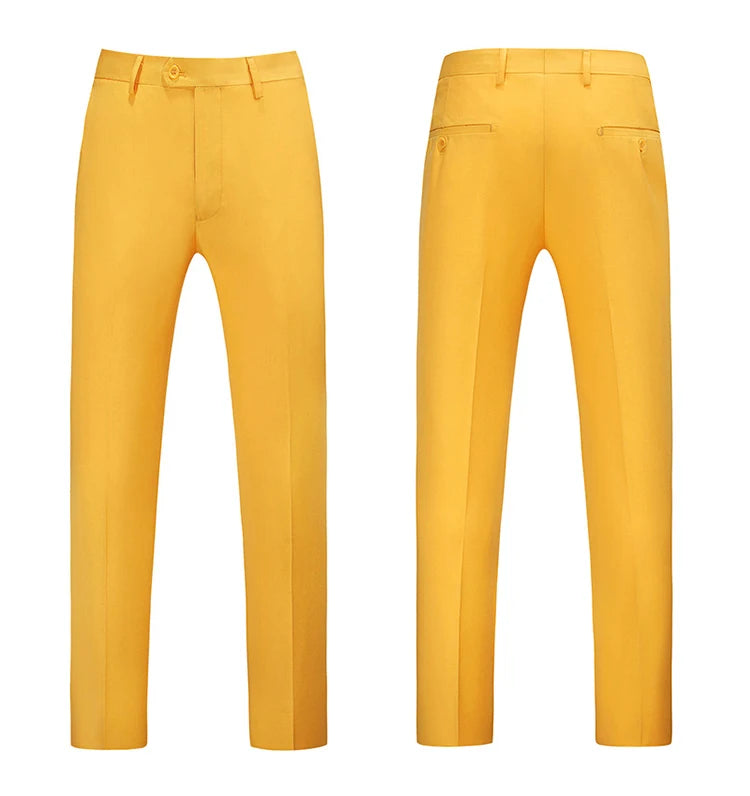 British Style Solid High Waist Trousers Men Formal Trousers High Quality Slim Fit Business Casual Suit Pants Groom Wedding Dress
