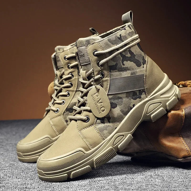 2024 New Men Military Tactical Men's Boots Special Force PU Leather Waterproof Desert Combat Ankle Boot Army Work Men Shoes EVA