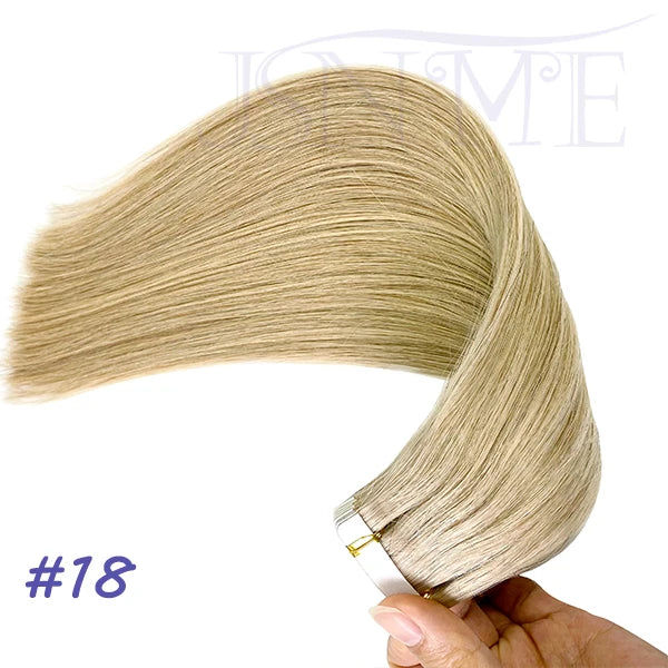 JSNME High Quality Tape In Hair Extension Invisible 100% Real Human Hair Straight Tape Ins  Brown Blonde 2.5g/pcs 16-22 Inch