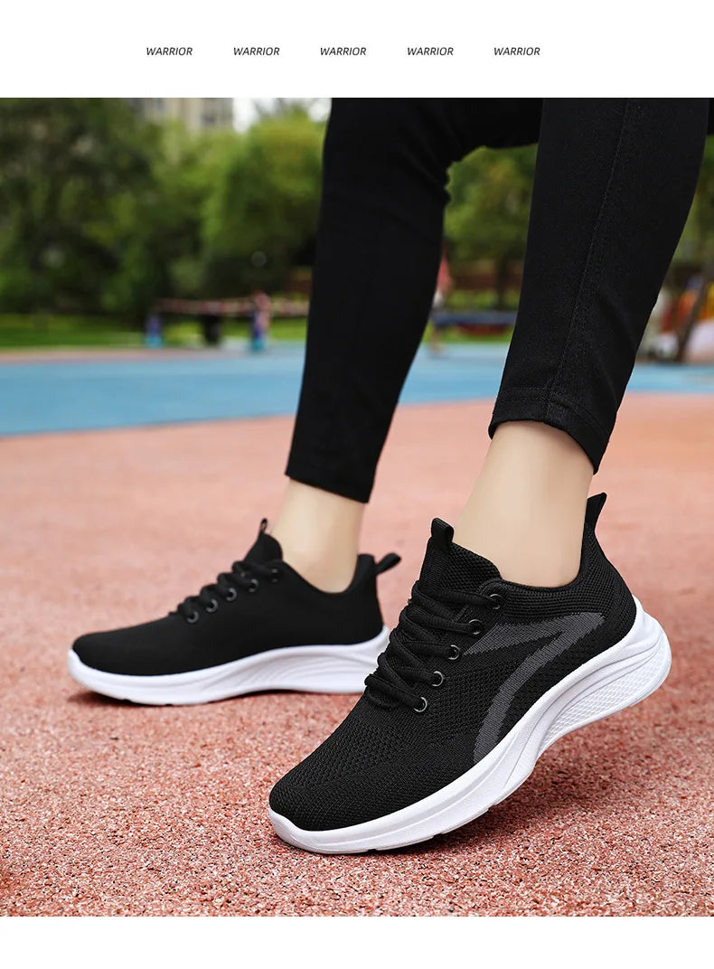 Women Casual Sport Shoes Breathable Lightweight Sneakers Outdoor Mesh Black Running Shoes Athletic Jogging Tenis Walking Shoes