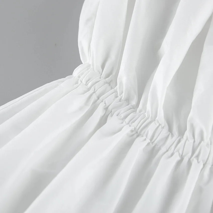 SuperAen European and American Style Fashion Design Sexy Top Unique Design Summer 2026 New White Folds Slimming Tops
