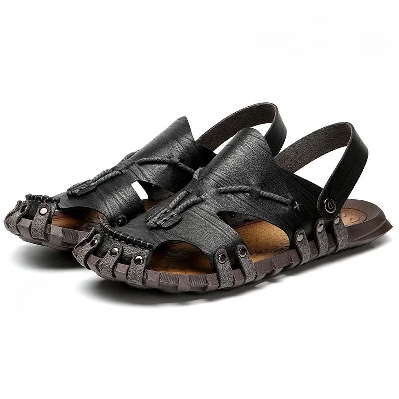 Summer Handmade Leather Sandals for Fashion Men Casual Shoes Comfortable Slippers