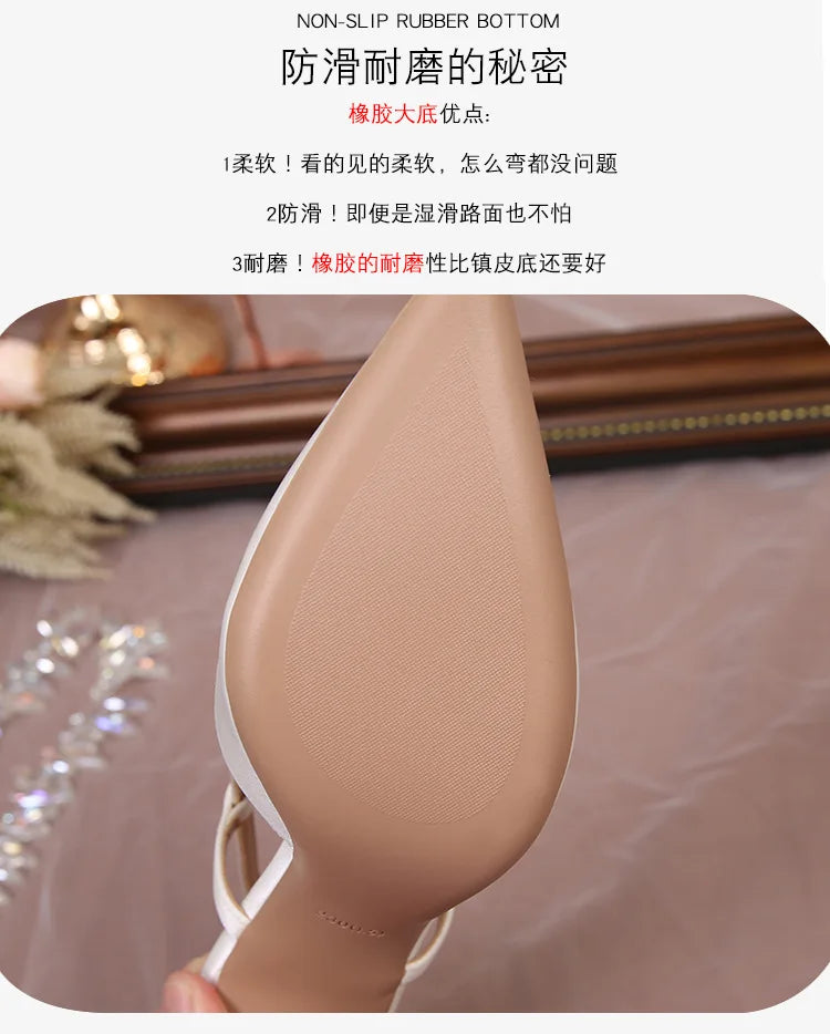 Female Wedding Shoes Summer New Pointed Toe Stiletto Sandals White Bridesmaid High Heels 6.5/8.5CM Pumps Women Chaussures Femme