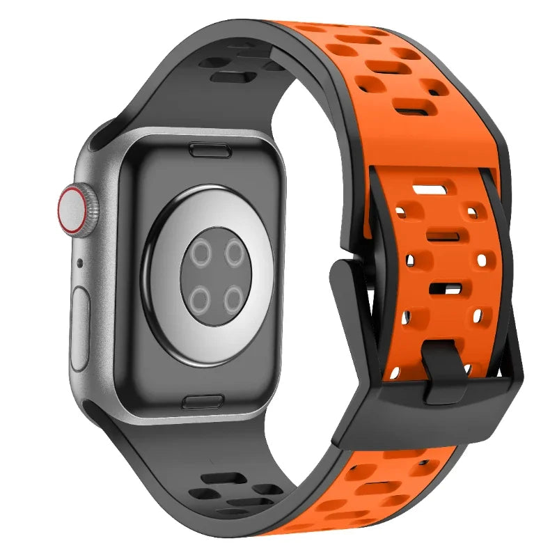 Silicone Strap For Apple Watch Ultra 3 2 1 49mm 11 10 46mm 9 8 7 45mm Breathable two-color Bracelet for iWatch 6 5 4 3 SE 44mm