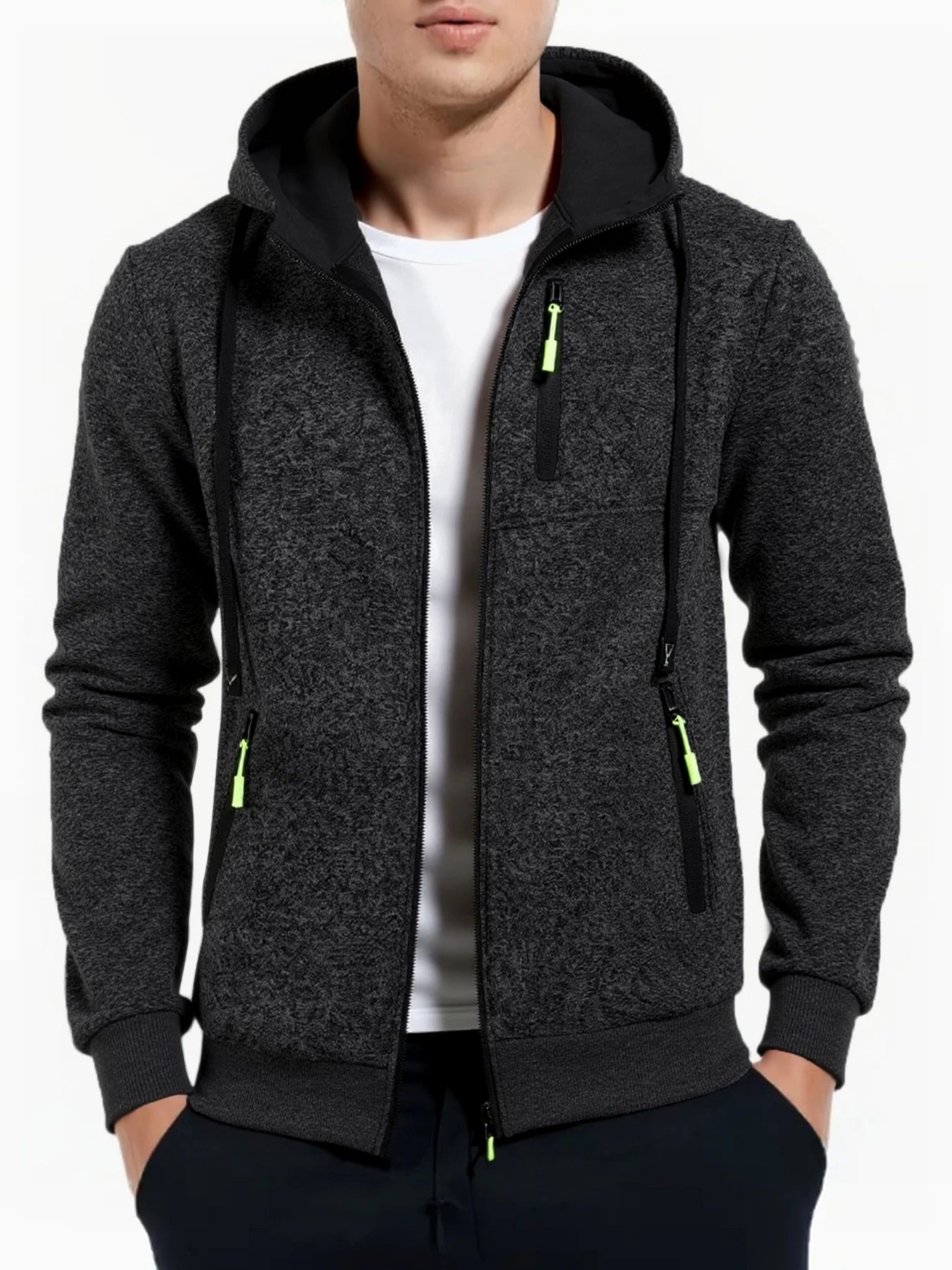Men's Sports Jacket Long Sleeve Sweatshirt Zipper Design Hooded Cardigan Coat Men Sportswear Slim Fit Casual Jacket Clothing