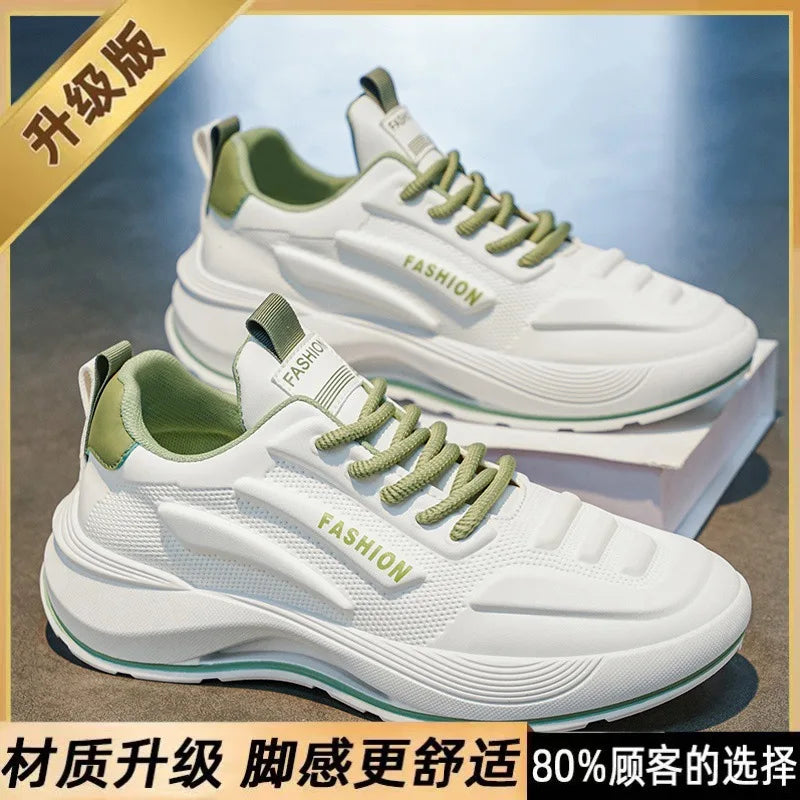 Summer 2026 Men's Thick Sole Sneakers Breathable Casual Running Shoes Streetwear Lightweight Trendy Footwear