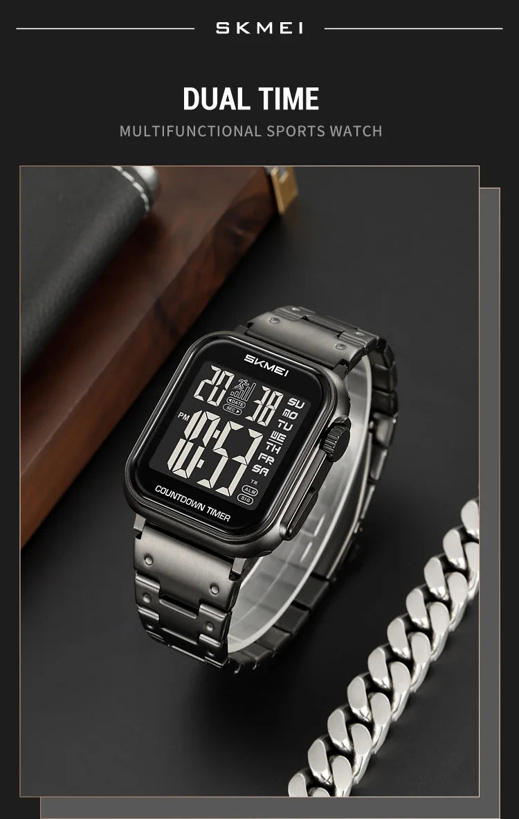 SKMEI 2447 Brand Fashion Men's Electronic Watch Calendar Alarm Clock Luminous Countdown Digital Watches for Man reloj hombre