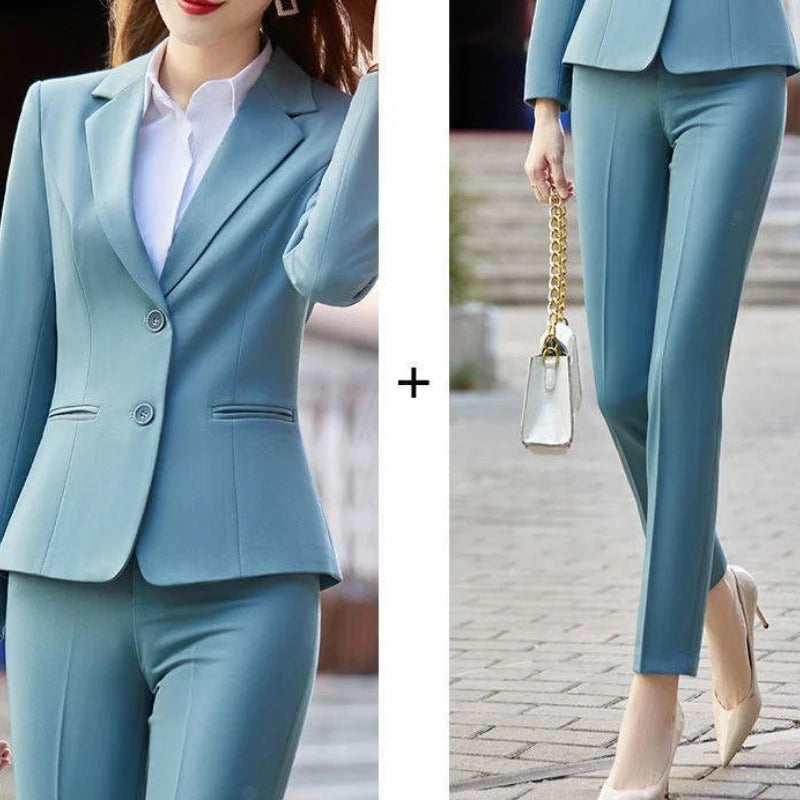 Fall Outfits Suit Jacket Two Piece Sets for Woman Office Wear Formal Womens Blazer and Pants Suits Set 2 Elegant Pieces Business