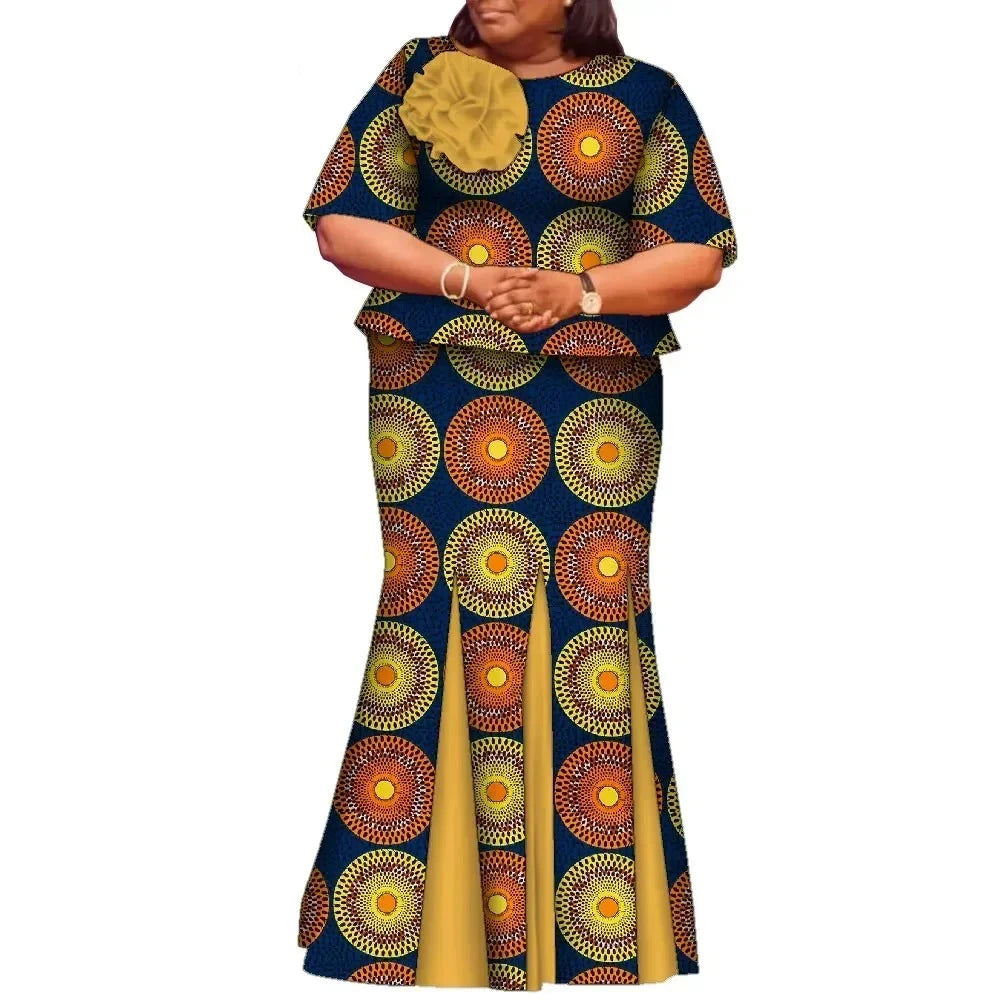 African Skirts and Top Sets for Women Party Ankara Fashion African Print Clothes Dashiki Outfits Lady Evening Gowns WY2143