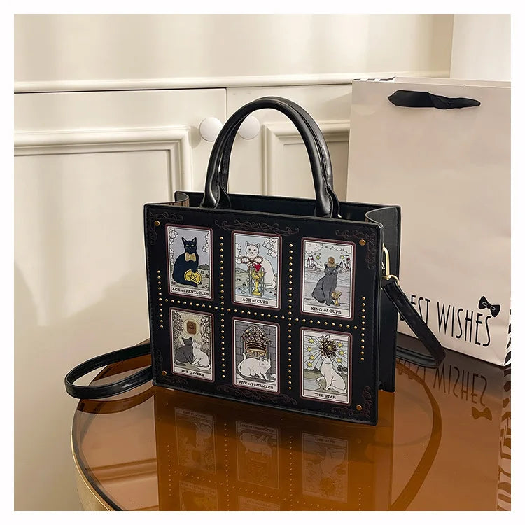 Vintage and Luxury Designer Bag Popular Fashionable Tote Bag Large Capacity with Delicate Embroidery Cat Printing Bag for Women