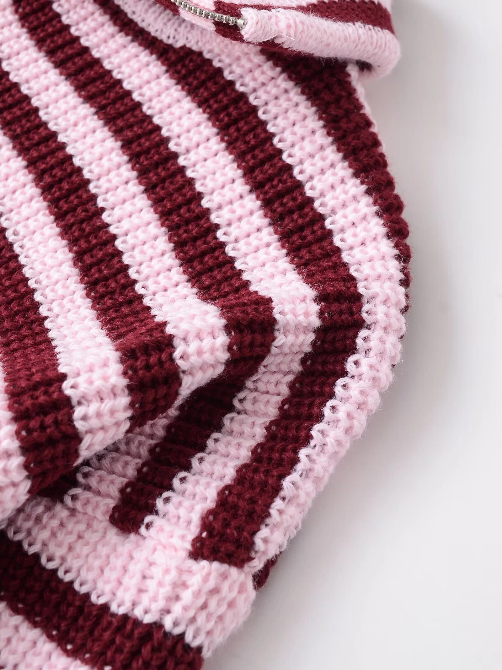 Spring New Arrivals Women's Loose and Lazy Style Sweater Cardigan Flared Lapel Long Sleeve Double Chain Stripe Knit Coat BAZAARHUBO