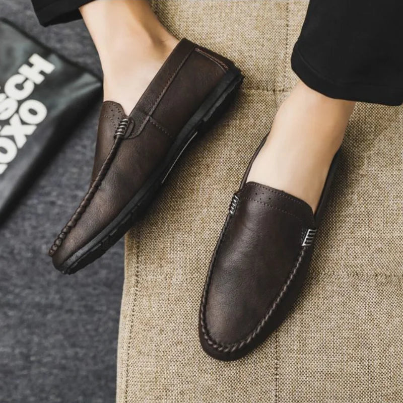 Black Leather Casual Social Shoe for Men Brown Cheap Clearance Liquidation New Dress Shoes Man Official Legitimate Gentleman 39