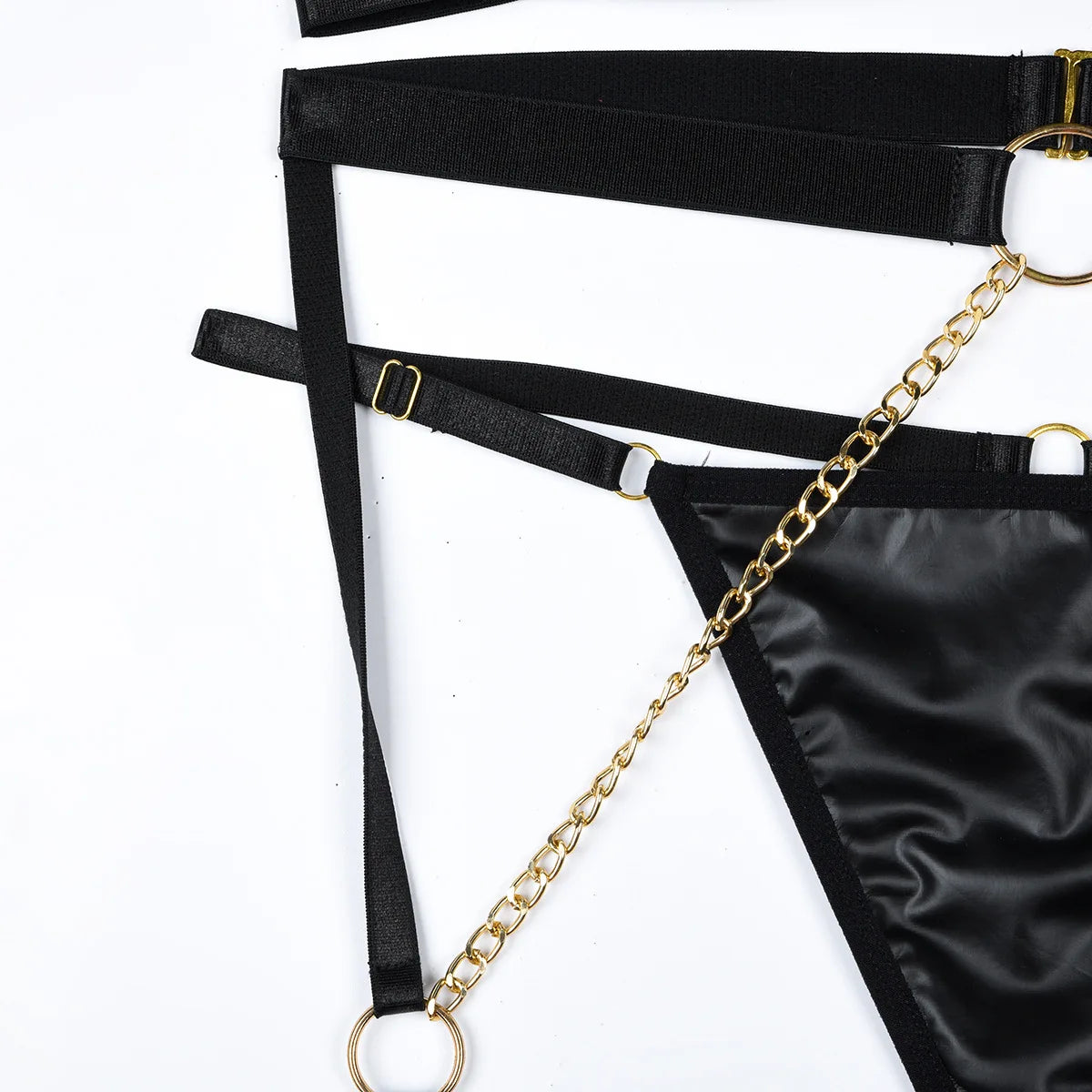Women Sexy Lingerie Three Piece Set Chain Neck Waist Seal Heavy Craft Sexy Lingerie Outfit Intimates Erotic Costume Ropa Mujer