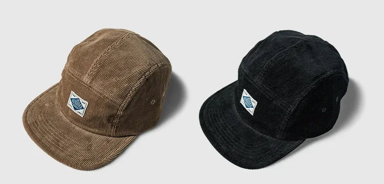 Non Stock 5 Panel Corduroy Hat with Snap Closure Baseball Cap Hip Hop Biker Board Cap BAZAARHUBO