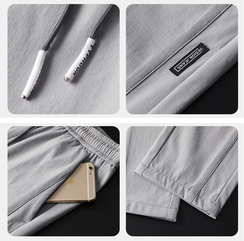 Pants Men 2024 Summer Ice Silk Casual Pants Men Straight Loose Elastic Thin Style Quick Dry Youth Sports Breathable Pants ﻿