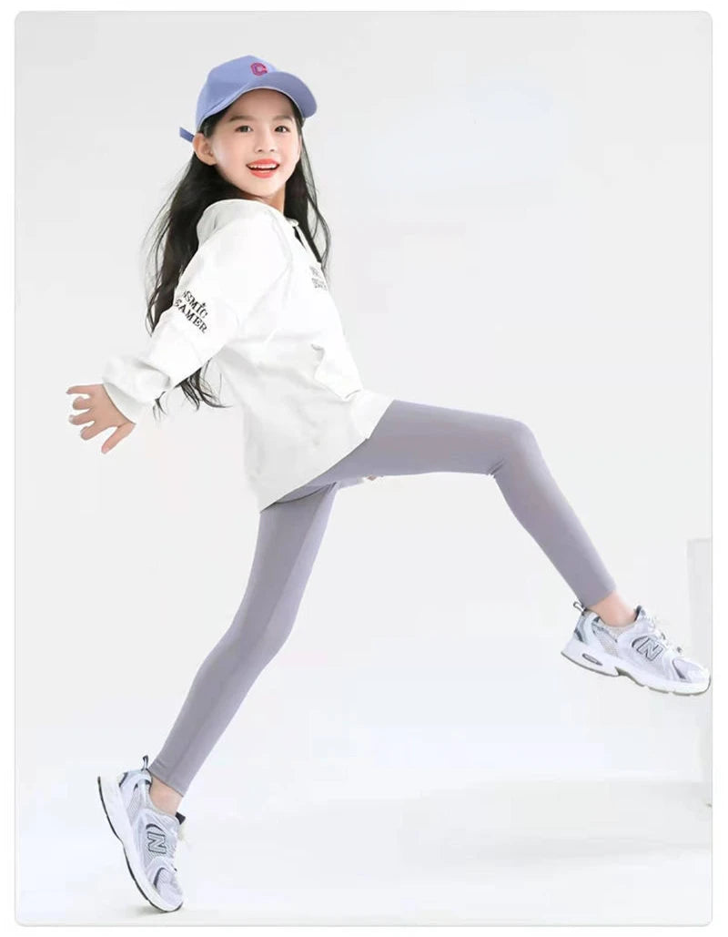 Autumn Solid Kid Leggings Girl Thin Tights Sweatpants 2+y Child Casual Ankle Length Pants Spring Toddler Skinny Cropped Trousers