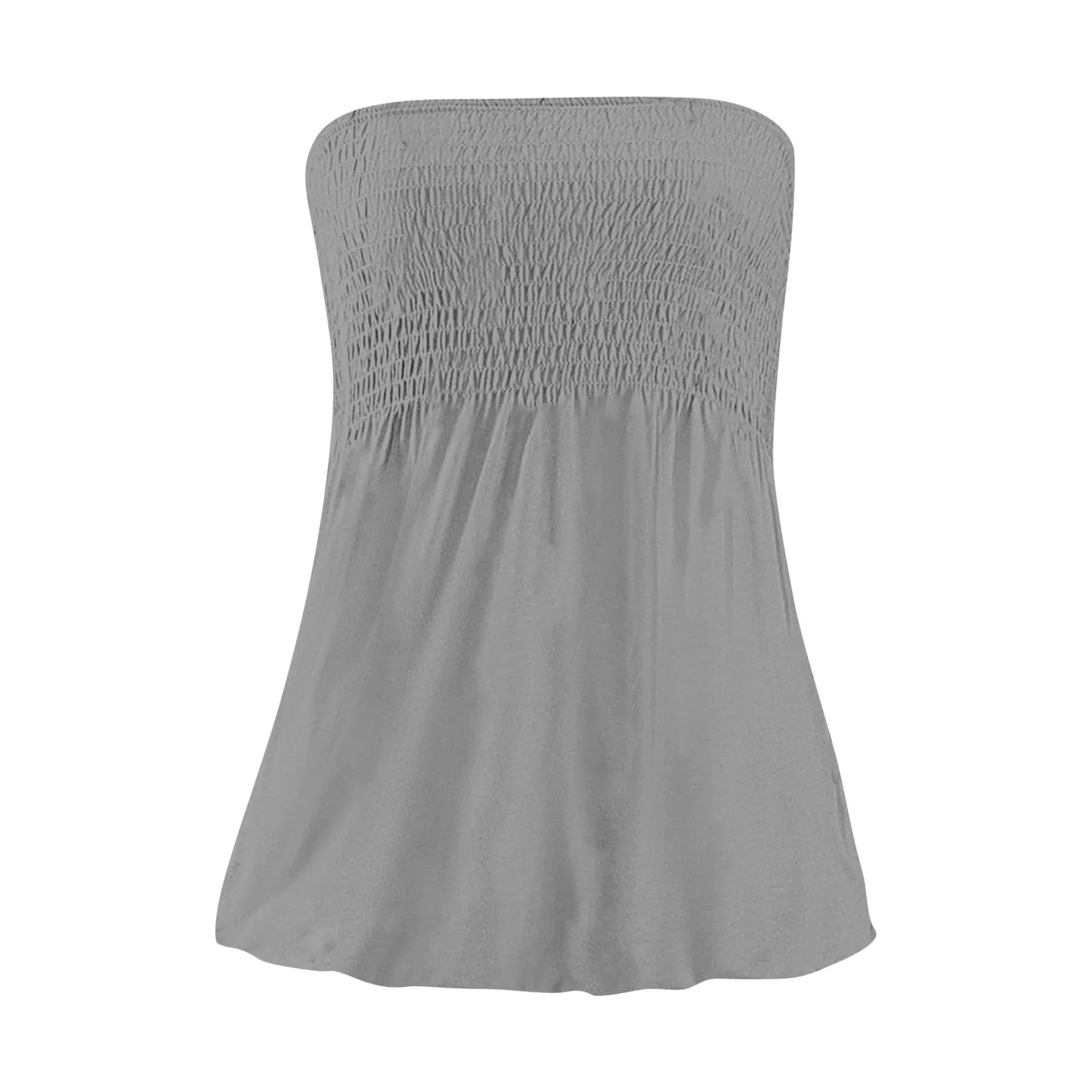 Sexy Streetwear Tops 2024 New Summer Sexy Backless Strapless Beach Top Female Chic Solid Color Korean Style Pleated Tube Top