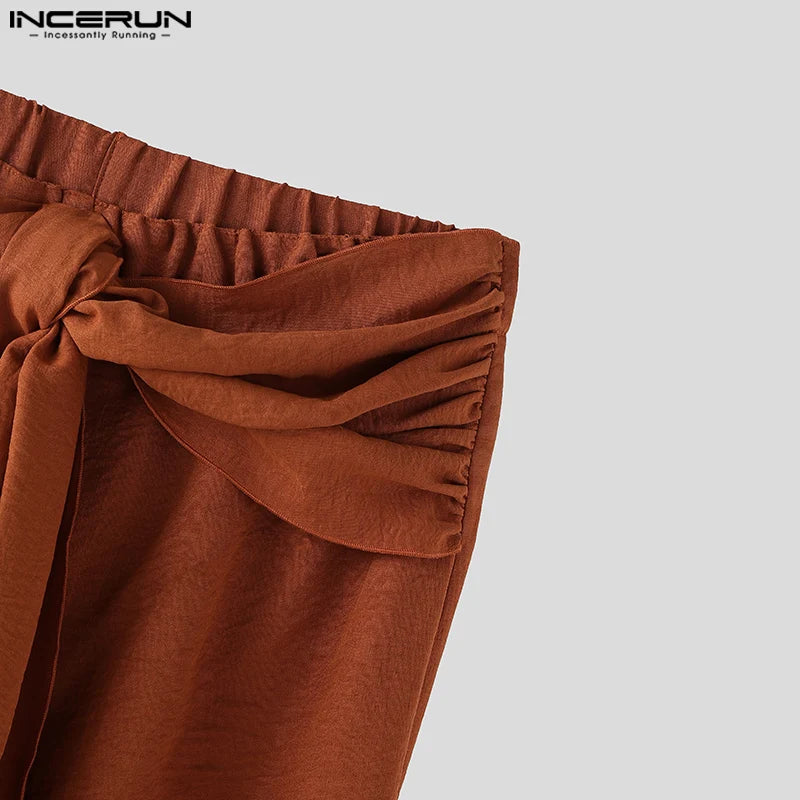 INCERUN Fashion Summer Spring Men Casual Pants Harem Pant Pleated Long Trousers Streetwear Oversize Men's Clothing S-5XL