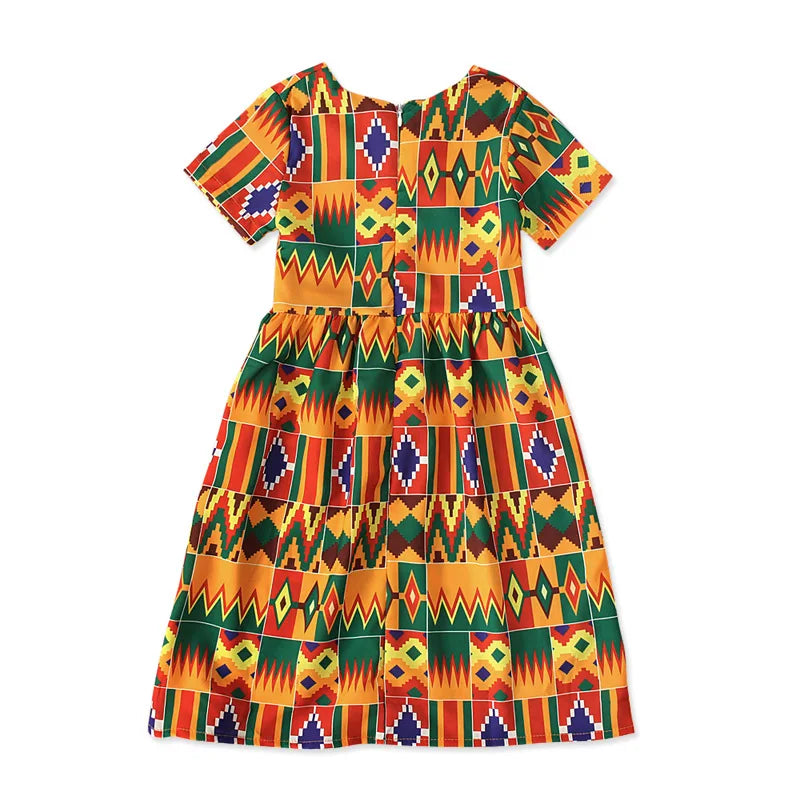 African Clothing National Print Summer Bohemian Style Kids African Kanga Clothes Beach Dress Vacation Hoilday Party Costume