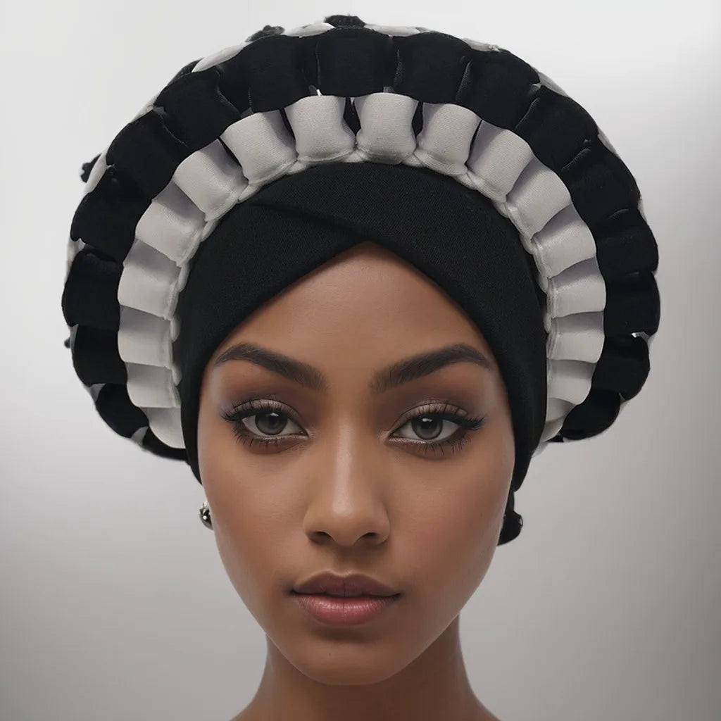 2022 Fashion African Turbans for Women Ready to Wear Auto Gele Headties Nigerian Aso Oke Head Wraps for Traditional Wedding
