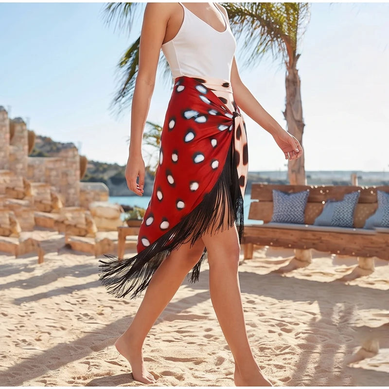 Women Two Tone Dot Print Long Sleeve Split Midi Dress Y2K Deep V Drawstring Slim Mermaid Skirt 2026 Street Club Party Outfit