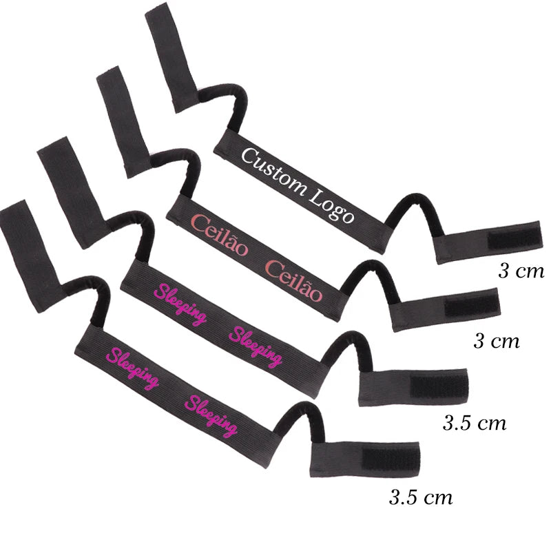 Custom Logo Lace Band With Ear Hanger For Wig Install 5PC 10PC Black Wig Bands To Melt Lace Edge Band With Cut-Outs Ear Not Hurt