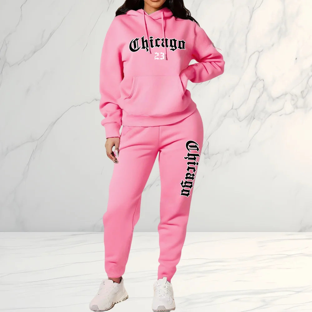 Women's Tracksuit Hoodies Trousers 2PCS Suit Winter Sports Jogging Outfits Fashion Street Designer Clothes for Women Pants Set
