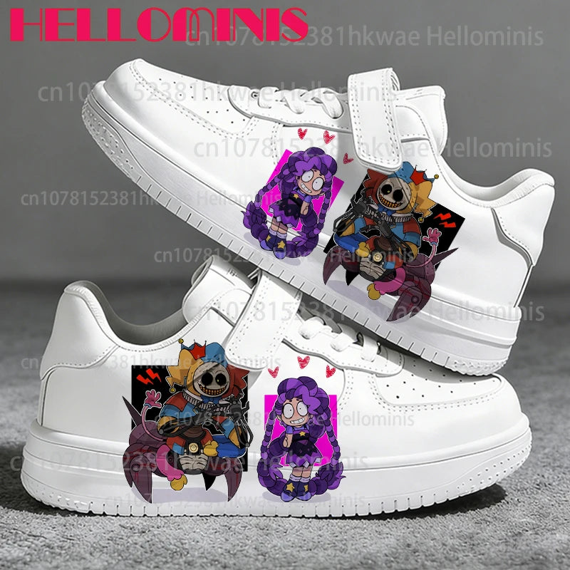 Youth Poppy Playtimes Lily Lovebraids Interesting Printing Shoes Girls Solid Color Sole Lace Up White Fashion Children Sneakers