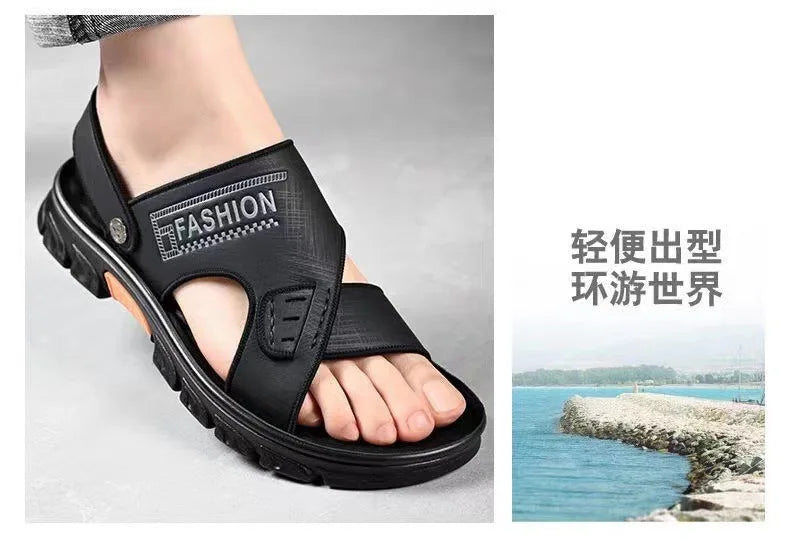 Men's sandals summer non-slip beach shoes casual wear cool slippers men's thick soles