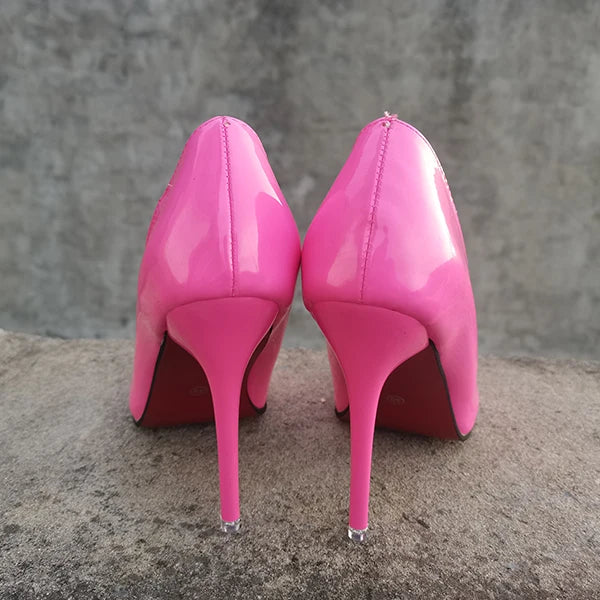 Aphixta New 4.72Inch Super High Stiletto Heels Patent Leather Women Pumps Colorful Officia Pointed Toe Shoes Plus Big Size 49 50