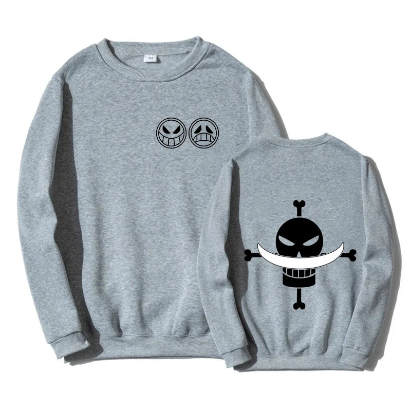 Autumn Men Anime Pirate Ace Edward Newgate Print Men's Pullover Casual Sweatshirts Unisex O-Neck Solid Hoodie Hip Hop Top