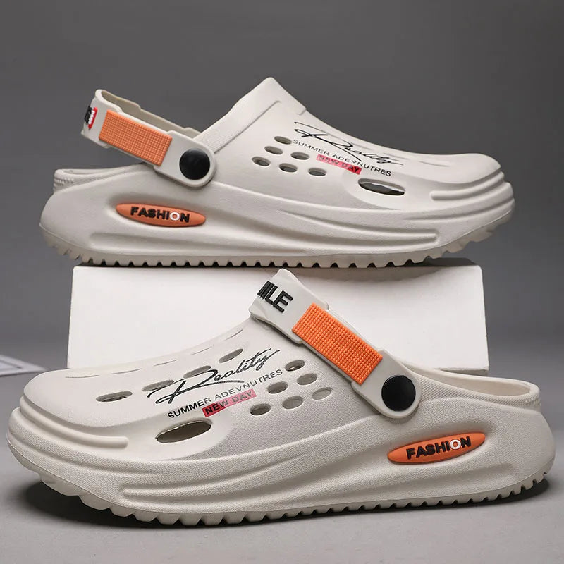 Summer Sandals for Men Massage Casual Slippers Non-Slip Slides Men's Sandals Indoor Outdoor Hole Beach Shoes Larger Size
