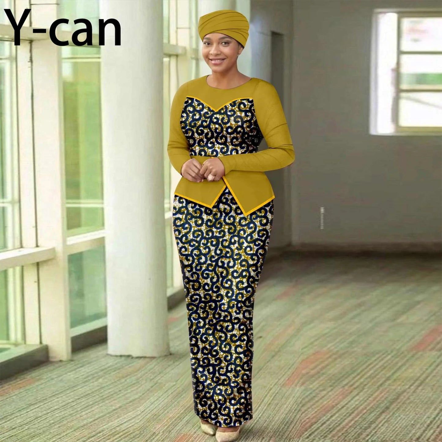 African Dresses for Women Elegant Patchwork Women Gown with Headscarf  Wedding Party African Style Ankara Print 2525050