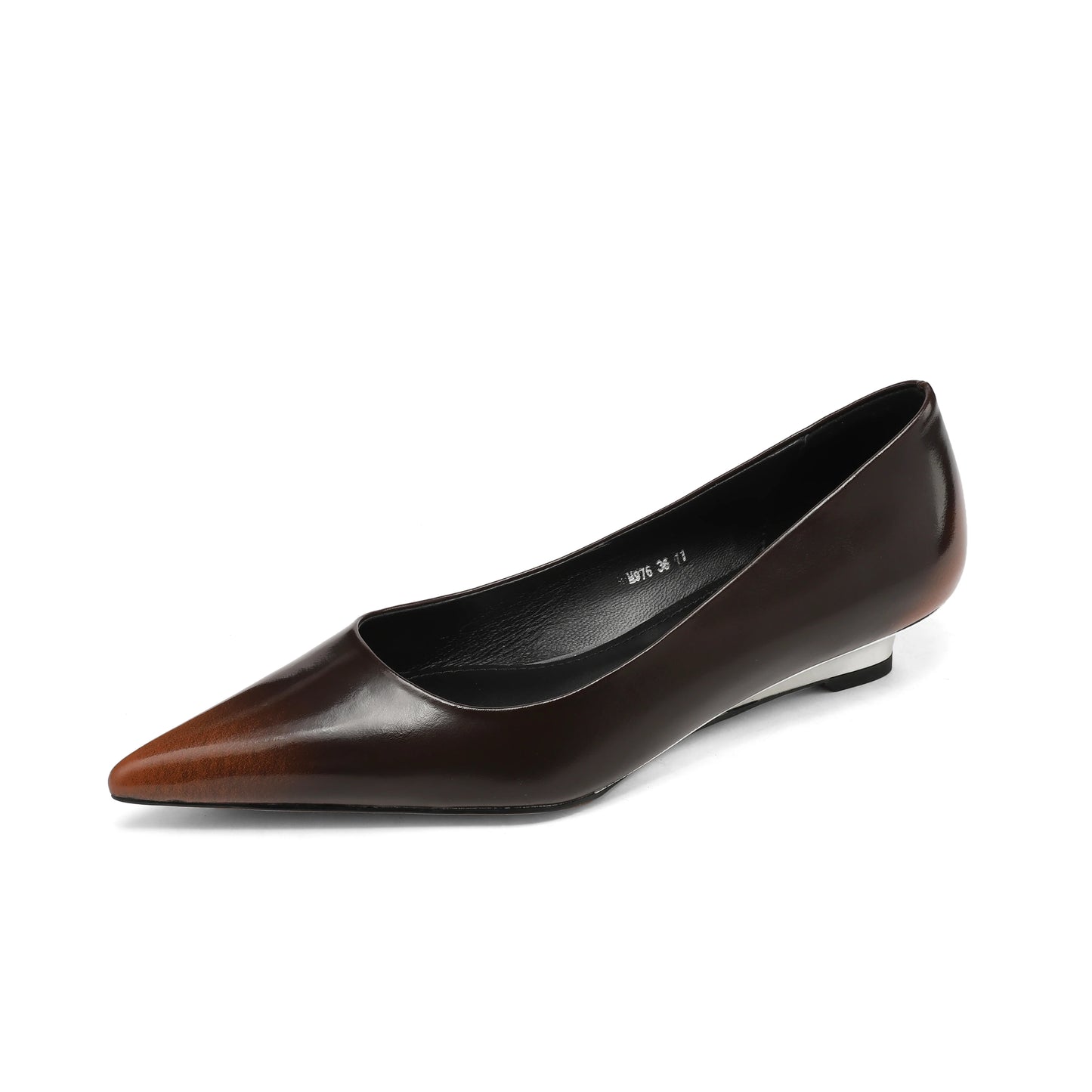 QUTAA 2025 Fashion Women Pumps Shoes Wedge High Heels Pointed Toe Genuine leather Slip-On Office Shoes Dress 34-42