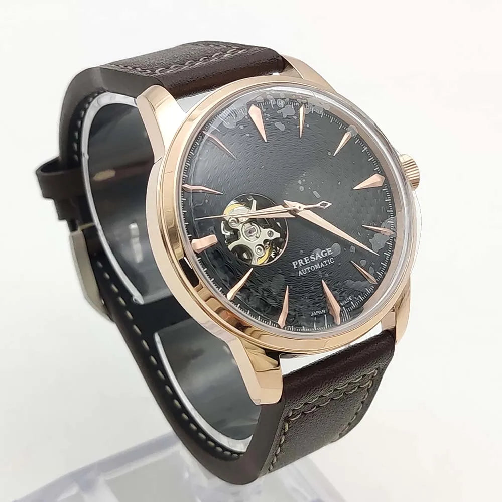 Men's Fashion Mechanical Watch NH38 Skeleton Dial Design Vintage Round Case Transparent Cover Men's Watch