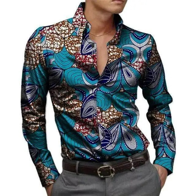 Fashion 3D African Pattern Shirt Casual Outdoor Street Men Shirt Simple Design Harajuku Men Long Sleeve Tops