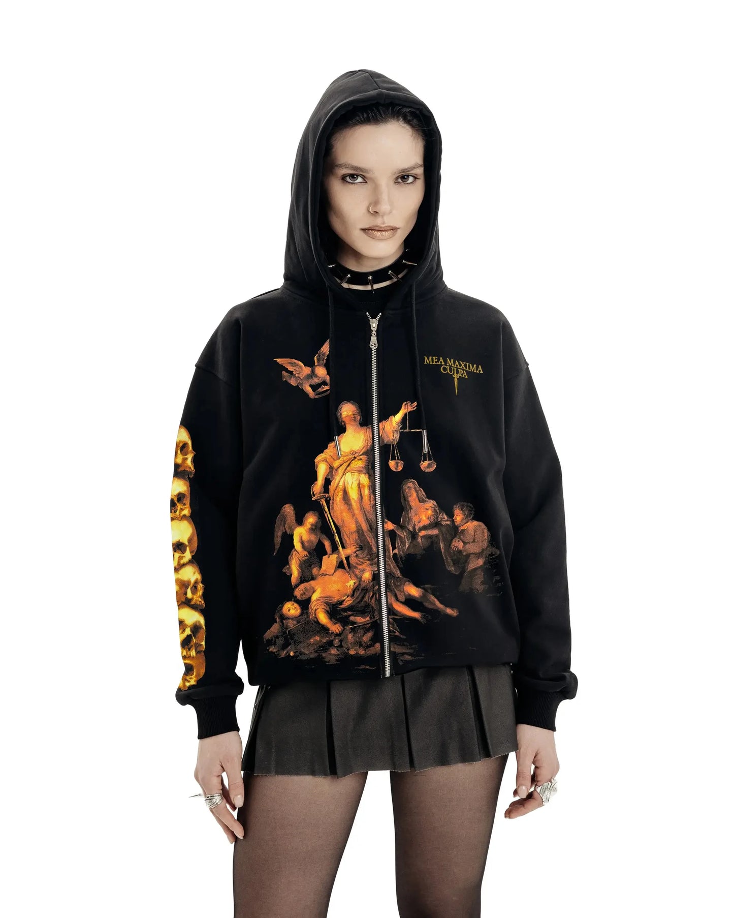 Streetwear Men Zipper Hoodie justice Graphic Print Zip Hooded Pullover Sweatshirt Hip Hop Jacket Y2K Coat Clothing Goth Top Punk
