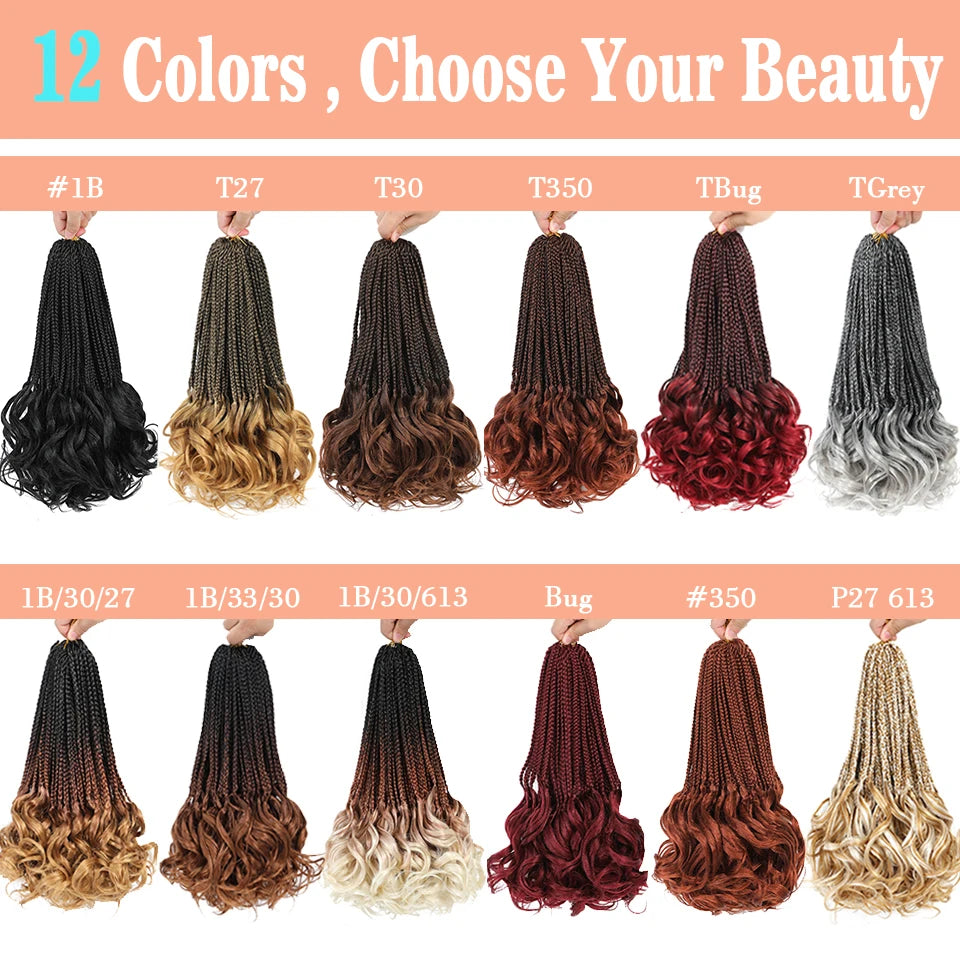 14 18 24 Inch French Curl Crochet Braids Boho Goddess French Curl Box Braids Crochet Hair Synthetic French Curly Braiding Hair