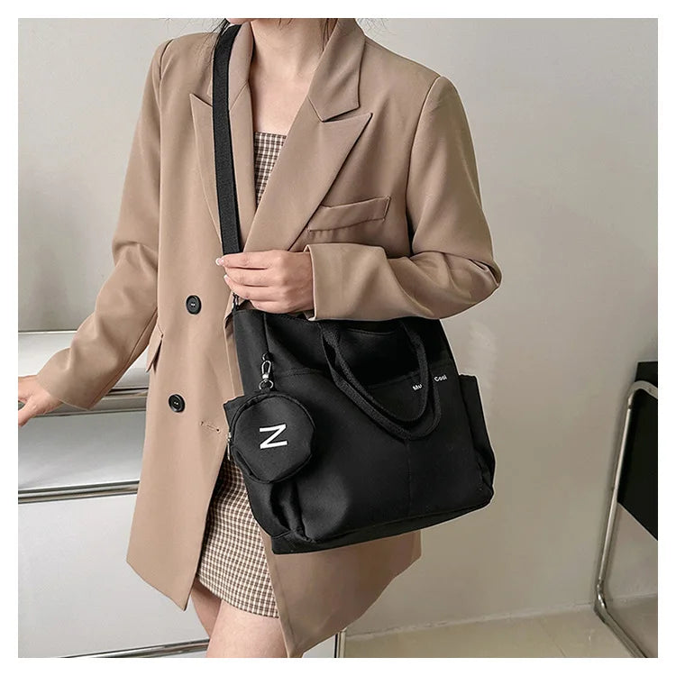 Korean version large capacity crossbody bag, versatile for male and female college students, travel shoulder bag, commuting bag