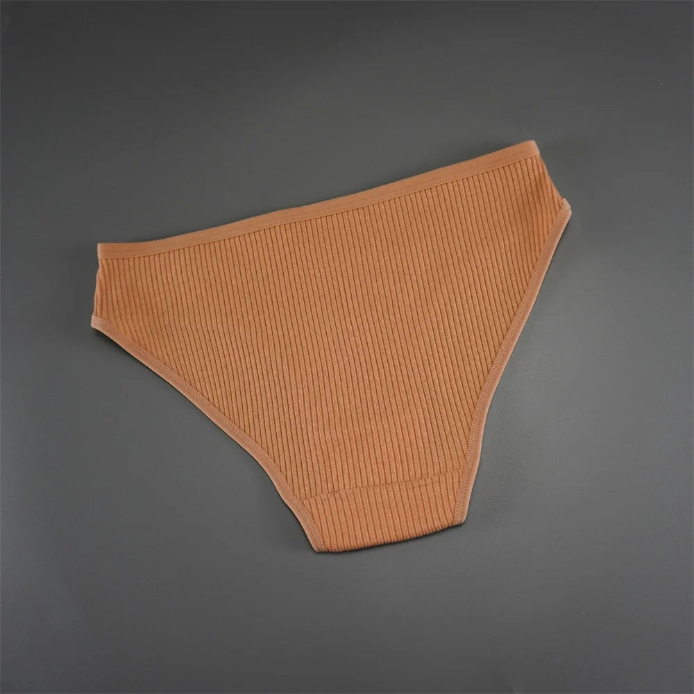 UNWE 3PCS/Pack Ribbed Cotton Seamless Panties for Women Briefs Pack Comfortable Ladies Underwear Sets